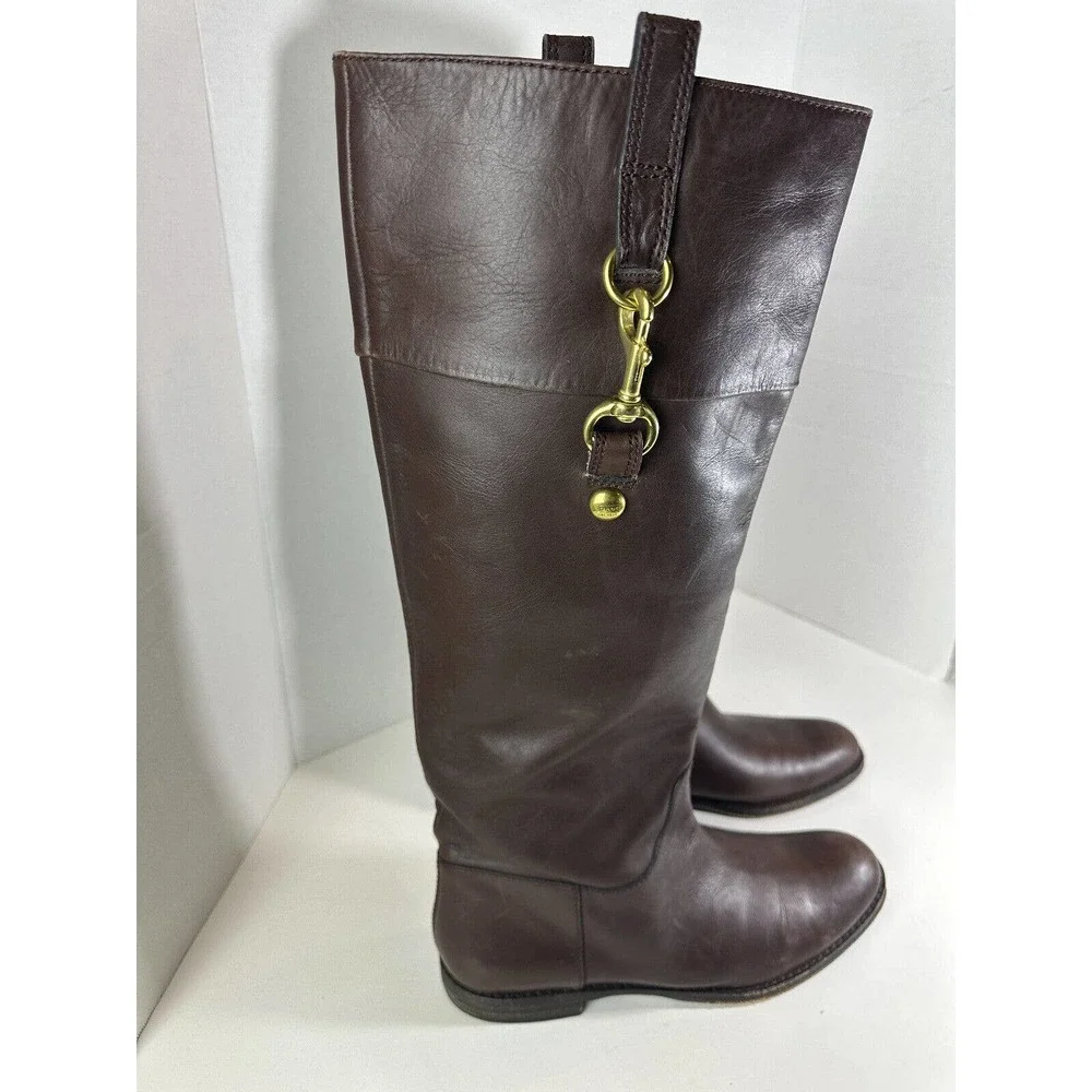 Coach Martta Tall Riding Boots Brown Leather Shoes Women's Size 8.5 B - Picture 7 of 16